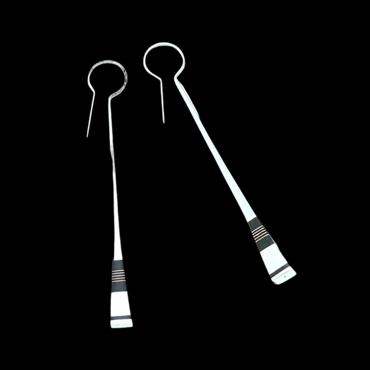 Boucles d'oreilles carrées touareg pilon argent 925 et ébène
